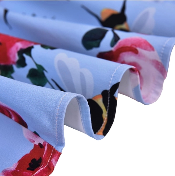 ANNI COCO HALTER 1950S FLORAL BEE PRINT ROCKABILLY COCKTAIL SWING DRESS SIZE S - Picture 5 of 16